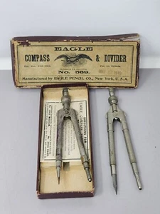Antique Eagle Compass Original Box Instructions Eagle Pencil Co. Ink Tip Compass - Picture 1 of 7