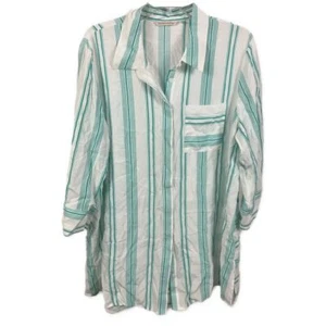 Soft Surroundings Damen Bluse gestreift weiß grün Button Down - Größe XL - Bild 1 von 6