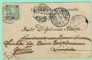 PORTUGAL CABO VERDE PPC "Monte Hotel Madeira" 10r Mouchon 1906 LISBOA to GAVIAO - Picture 1 of 2