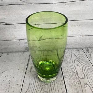 Vintage Green Glass Suspended Bubble Blown Base Hand Blown Art MCM - Picture 1 of 8