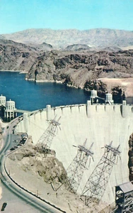 Hoover Dam und Lake Mead große Stahltürme Strom Nevada Postkarte - Bild 1 von 2