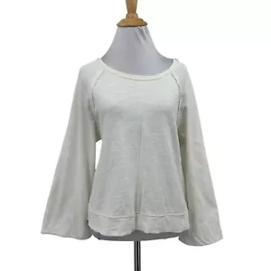 Splendid Top Women XS Extra Small Ivory Gauzy Bell Sleeve Raglan Seam Round Neck - Picture 1 of 12