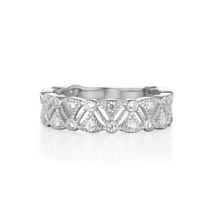  Victorian Design Ladies Hallmarked 925 Silver White Sapphire Eternity Ring