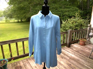 JOAN RIVERS Denim Tunic with Asymmetrical Hem, Chambray, Size 14 - Picture 1 of 6