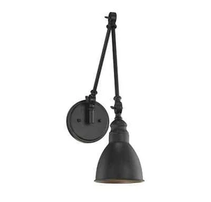 One Light Wall Sconce In Matte Black By Savoy House From The Dakota Collection - Picture 1 of 3