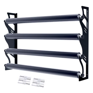 4-Roll Wall-Mounted Vinyl Film Rolls Rack Window Tint Wallpaper Organizer Holder - Foto 1 di 9