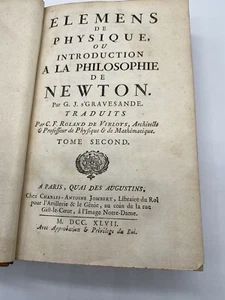 GRAVESANDE, Elemens de Physique, ou introduction à la Philosophie de Newton,1747 - Picture 1 of 18