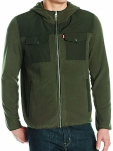 Levi's Men's Dark Mixed Media Hoodied Fleece Jacket (Small, Olive) $160 - Picture 1 of 1