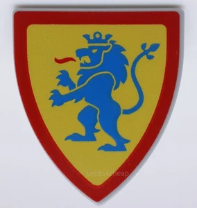 Lego Castle Shield Triangular Blue Lion Standing Raised Foot Yellow Background - Picture 1 of 1