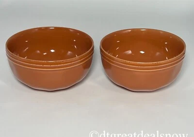 Rachael Ray Stoneware Set Of 2 Cucina Pumpkin Orange Rustic Cereal Bowls 5.5" - Image 1 of 4