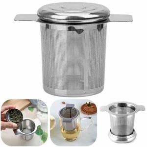 Edelstahl Teesieb Teefilter Edelstahl Rostfrei Mit Deckel Für Tassen Und Kannen - Bild 1 von 10