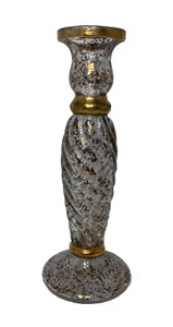 Candelabros italianos de vidrio oro 24K pintados a mano con detalles \ 9,25” estilo Murano - Imagen 1 de 6