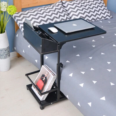Mobile Over Bed Chair Table Desk Hospital Height Adjustable Overbed Laptop Stand - Image 1 of 4