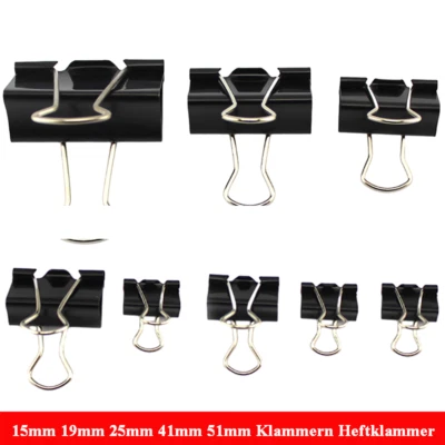 MARKENLOS Foldback Schwarz Metall Klammern Heftklammer Binder Clips Dokumenten Clip Papier