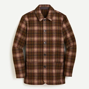 NWT J.Crew Chore Coat in Rust Plaid Double-Faced Italian Wool Size S Brown - Picture 1 of 4