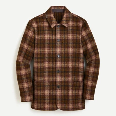 NWT J.Crew Chore Coat in Rust Plaid Double-Faced Italian Wool Size S Brown  - Image 1 of 4