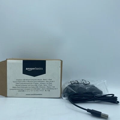 Amazon Basics 3-Button USB Wired Computer Mouse- Black B26 - Image 1 of 4