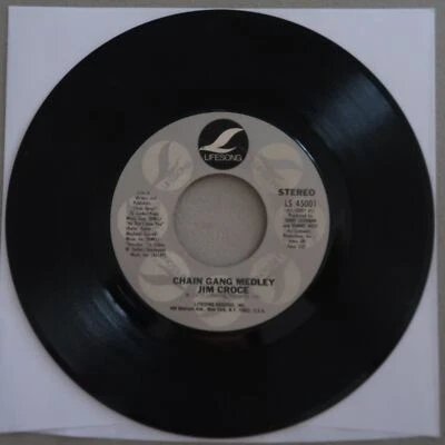 JIM CROCE STONE WALLS/CHAIN GANG MEDLEY LIFESONG RECORDS VINYL 45 VG 25-98 - Image 1 of 2