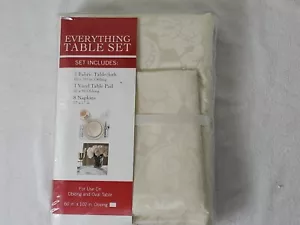 Town & Country Everything Table Set Ivory Floral 60"x102" Oblong 8 Napkins - Picture 1 of 8