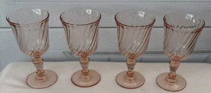 4ct Vintage Arcoroc Rosaline Pink Swirl Cordial 5 5/8”Glasses France Luminarc - Picture 1 of 6