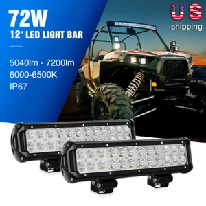 Nilight 2PCS 12 in 72W LED Light Bar Flood Spot COB Offroad Lights Car ATV Boat - Picture 1 of 7