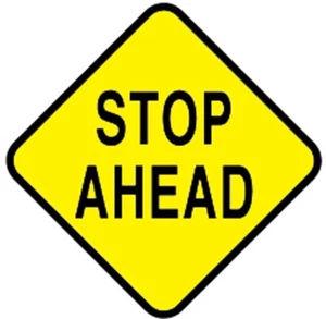 12" STOP AHEAD Hi-Intensity Aluminum snowmobile, ATV TRAIL SIGN 20YR WRTY - Imagen 1 de 2
