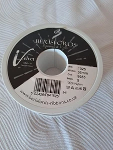 Berisfords Velvet Ribbon 36mm Part Used Roll. - Picture 1 of 3
