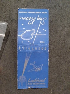 Cubierta Sky Room Lockheed Air Terminal Burbank, CA Matchbook - Imagen 1 de 1