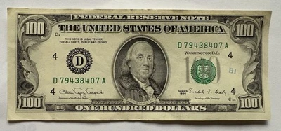 1990 $100 DOLLAR BILL - Image 1 of 2