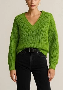 Altuzarra Knit V-neck Sweater Green S Made In Italy - Picture 1 of 7