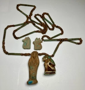 Joyería egipcia 5 piezas 300/600 a.C. cuentas de loza amuletos Ushabti HECHOS PARA PARECER REALES - Imagen 1 de 24