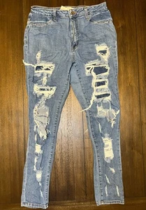 Pantalones de mezclilla elásticos azules desgastados Aphrodite para mujer talla 15 (32) - Imagen 1 de 3