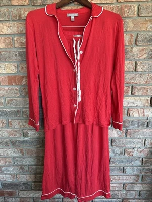 J. Conjunto de pantalón pijama Crew Dreamy camisa para mujer talla XXS rojo manga larga Foto 1 de 3