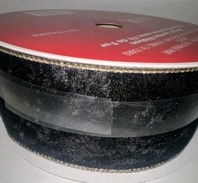 Celebrate It Black Velvet Gold Metallic Edge Wired Jumbo Ribbon 2.5 InX60 Ft New - Image 1 of 4