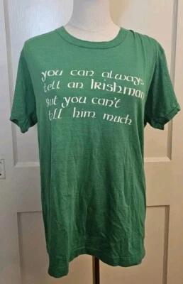 Vintage 80s CAN'T TELL AN IRISH MAN IRISHMAN MUCH SCREEN STARS TAG t shirt L - Image 1 of 4