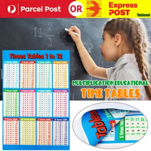 Multiplication Educational Time Tables Maths Children Wall Chart Poster Kids - Picture 1 of 9