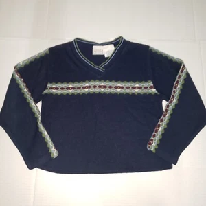 Boys The Original Arizona Jean Company V Neck Knit Sweater Small Blue Diamond - Picture 1 of 5