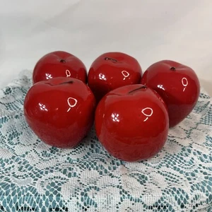 5 Ceramic Red Apples Vintage - Picture 1 of 5