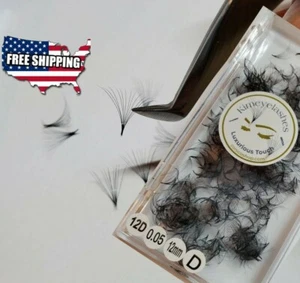 12D 0.05 500 Premade Volume loose Fans Black C and D Eyelash Extensions Promade - Picture 1 of 5