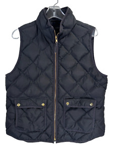 J. Crew Women's Black Diamond Quilted Down Puffer Vest Gold Size Large L