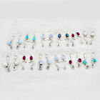 Handcrafted Wholesale Lot Of 12 Natural Multicolor Multi Gemstone Earrings W3236