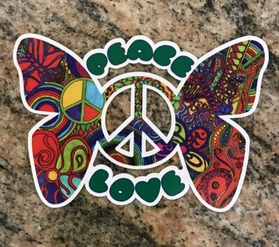 Peace Love Sticker - Peace Sign 60s Woodstock Hendrix Hippy Hippie Flower Child