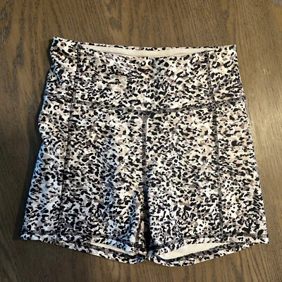 Pantalones Cortos Jessica Simpson Negro Beige Blanco Estampado Animal Motociclista Entrenamiento Gimnasio Talla M Foto 1 de 4