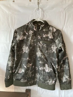 Chaqueta Bomber Ligera con Cremallera Completa Members Only Girls Rosa Verde Camuflada Talla 12 Foto 1 de 4