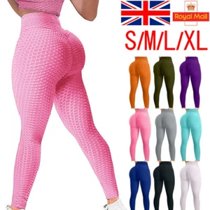 Women High Waist Yoga Pants Anti-Cellulite Leggings Sport Gym Honeycomb Trousers - Picture 1 of 22