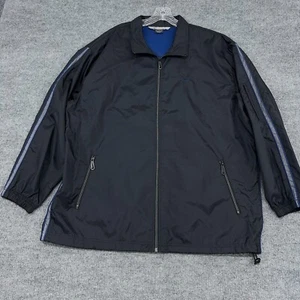Vintage Nike Track Jacket Mens XL Black Blue Swoosh Windbreaker Full-Zip Y2K - Picture 1 of 11
