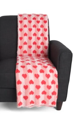 Cupcakes and Cashmere Knit Valentine Love Pink & Red Hearts Throw Blanket NWT - Image 1 of 4
