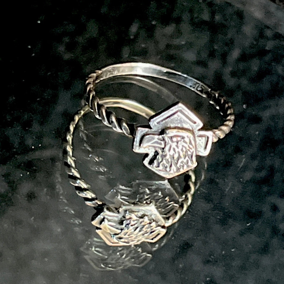 Vintage Unique Harley Davidson Motorcycle Eagle Sterling Silver Women’s S7 Ring - Image 1 of 4