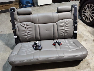 01-06 Chevy Suburban GMC Yukon XL 3rd Row Medium Gray Leather/Vinyl Bench Seat  - Image 1 of 4