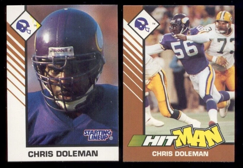 1993 Kenner SLU Starting Line Up CHRIS DOLEMAN Minnesota Vikings 2-Card Set - Image 1 of 1